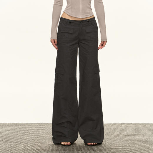 Ariseism美式复古多口袋低腰拖地喇叭裤工装裤女2025春季新款长裤 商品图1