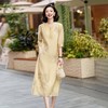 西子/【国色天香】兰精天丝优雅高级定位浮雕刺绣杏色连衣裙/CQTJ298 商品缩略图0