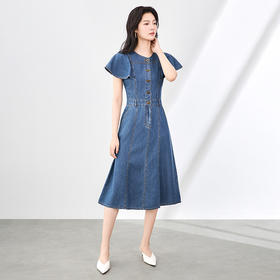 「高货wl」全新升级【铂金会员358/天猫479/差价121】(93030)洛诗琳气质薄款天丝牛仔连衣裙2025夏季法式复古收腰裙子wl93030