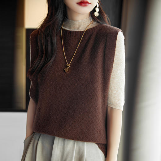 Avann阿曼衣无缝圆领简约羊毛马甲ZM061 商品图4