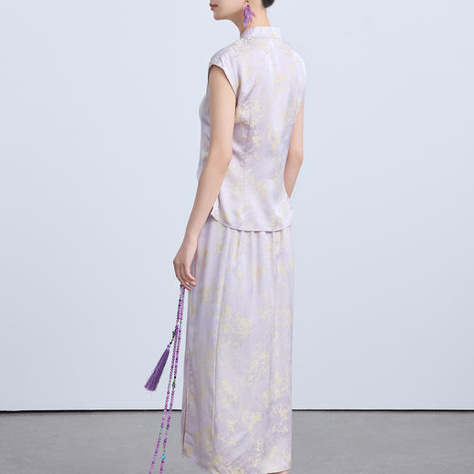 「自」全新升级【铂金会员266/天猫359/差价93】(03850)洛诗琳新中式复古提花半身裙2025夏季新款高腰显瘦A字女 商品图4