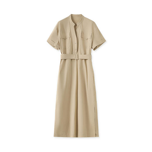 「高货wl」全新升级【铂金会员358/天猫479/差价121】(00222)洛诗琳通勤复古工装连衣裙2025夏季高腰显瘦短袖衬衫裙 商品图4