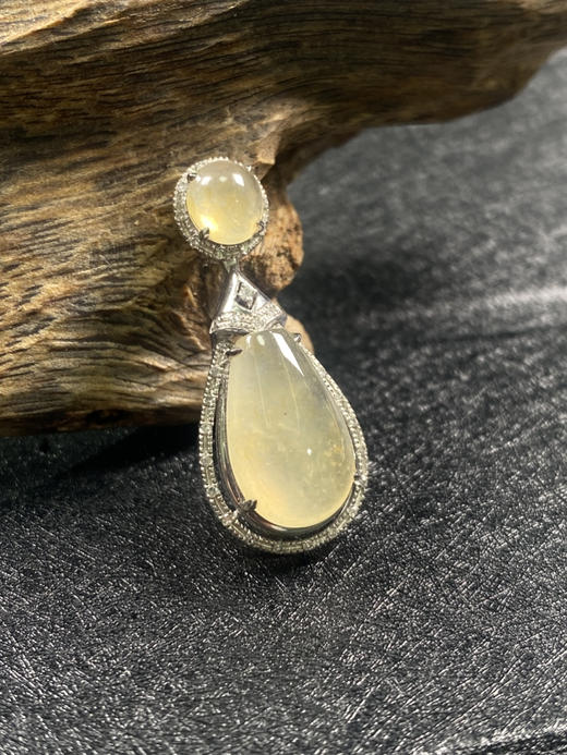 【FC0042】18K金镶嵌翡翠冰黄二合一吊坠  冰润通透 精致美观 商品图0