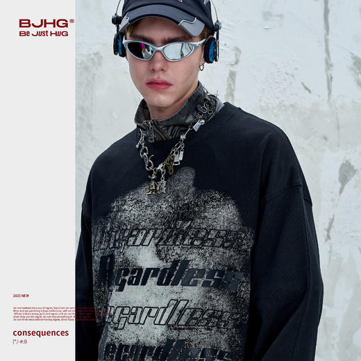 BJHG不计后果 美式复古长袖T恤男女款秋季情侣内搭新疆棉打底卫衣 商品图1