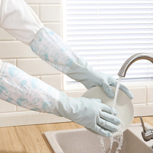 【批发】美丽雅乳胶特长加厚保暖手套颜色随机 1双/包 商品图1