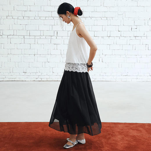 绽放女装457朵/【黑白灰系列·叠穿吊带】竹节棉蕾丝拼接吊带背心 商品图2