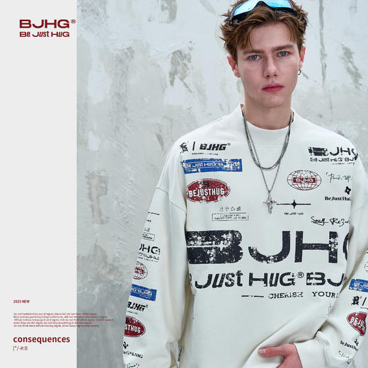 BJHG不计后果 美式暖皮卫衣男款秋季2025新款机车风情侣长袖T恤女 商品图1