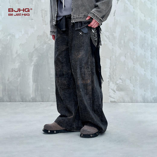 BJHG不计后果休闲裤子男款秋季2025新款复古做旧层次感灯芯绒长裤 商品图1