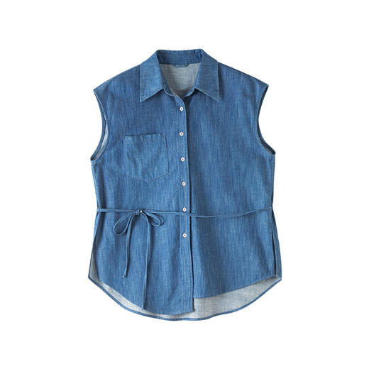 「高货xg」全新升级【铂金会员192/天猫259/差价67】(03149)洛诗琳无袖天丝牛仔衬衫2025夏季新款百搭气质通勤上衣女 商品图4