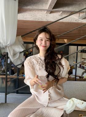 设计师新款花朵春夏秋三季气质优雅遮肉开衫防晒上衣