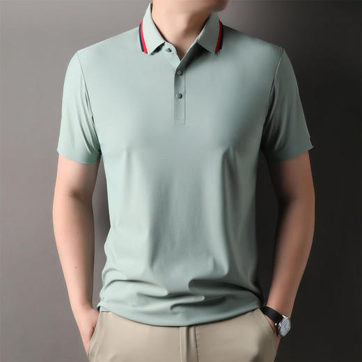 男士翻领条纹polo衫短袖冰丝速干上衣男夏季通勤商务休闲薄款半袖    MD-MD2506* 商品图1