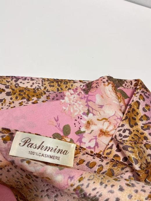 ｛特卖｝100%羊毛围巾花型二十四粉色豹纹花卉（微脏）～喜出 商品图3