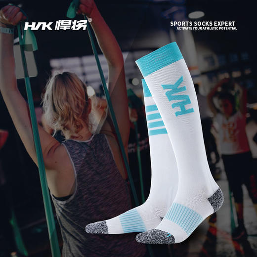 HNK/悍将时尚健身袜长筒袜透气毛巾底户外跑步柔软轻度压力袜 商品图3
