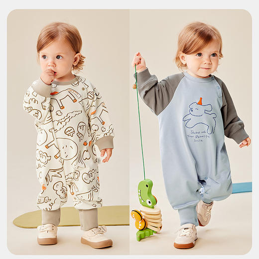 迷你巴拉新生儿连体衣宝宝衣服萌趣婴儿爬服柔软亲肤包屁衣 商品图2