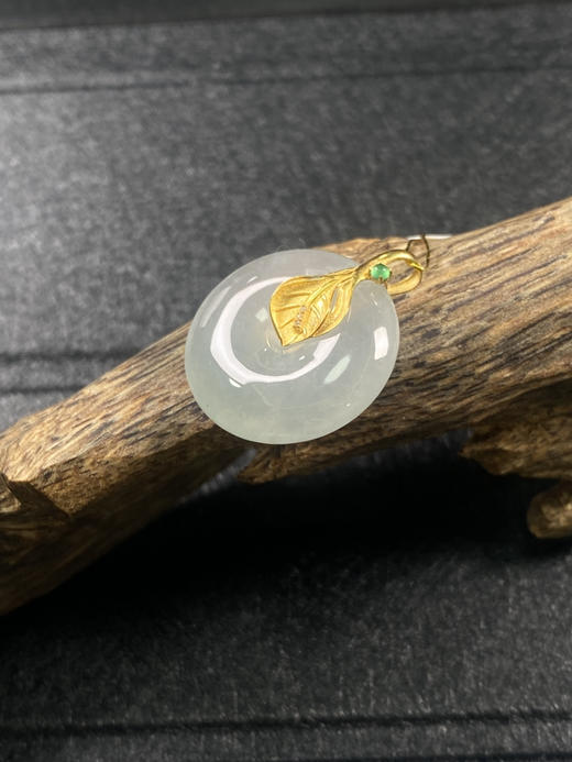 【FC0044】18K金镶嵌翡翠冰平安扣吊坠 水润光泽 款式精美 商品图1