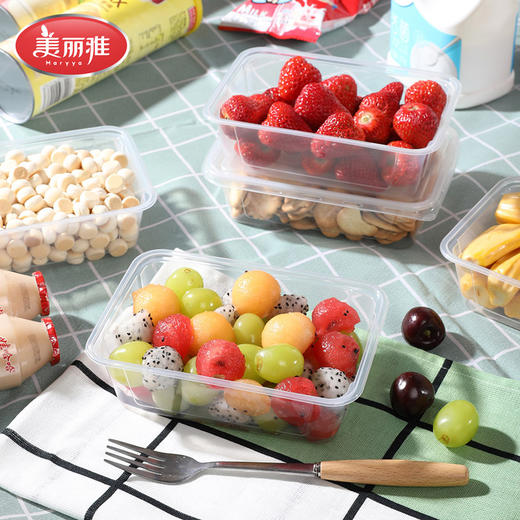 美丽雅方形加厚餐盒带盖SGS认证750ml 10套/袋 商品图7