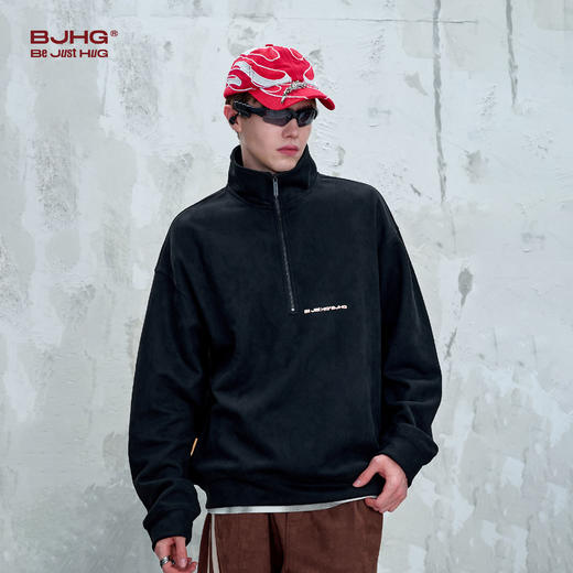 BJHG不计后果美式休闲纯色卫衣男生秋季2025新款POLO衫情侣外套女 商品图2