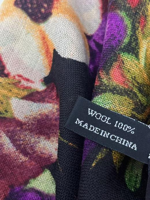 ｛特卖｝100%羊毛围巾花型六黑色富贵花卉～喜出 商品图2