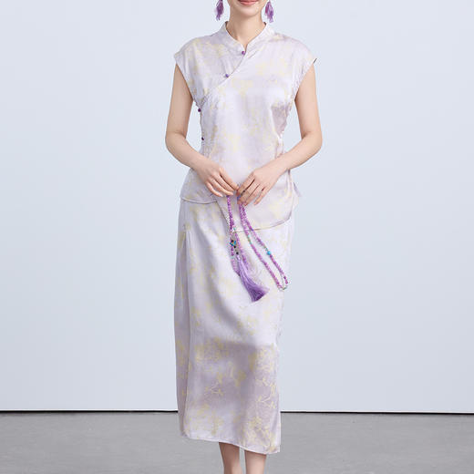 「自」全新升级【铂金会员266/天猫359/差价93】(03850)洛诗琳新中式复古提花半身裙2025夏季新款高腰显瘦A字女 商品图1