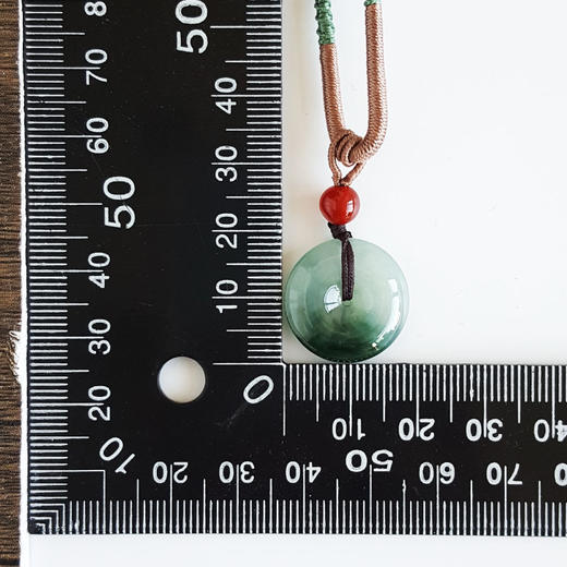 【天然正品】A货翡翠天然无杂裂糯种飘花平安扣造型翡翠（吉祥、如意）吊坠项链18.7*18.7*5.4MM（皆取最大值）女士现售价：580特价！110725NJM05 商品图3