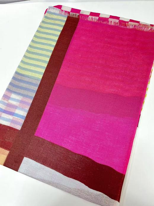 ｛特卖｝100%羊毛围巾花型三十二彩条格撞色～喜出 商品图1