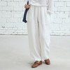 绽放451朵/【黑白灰系列·陪伴裤】纯汉麻宽松抽绳显瘦直筒长裤女 商品缩略图0