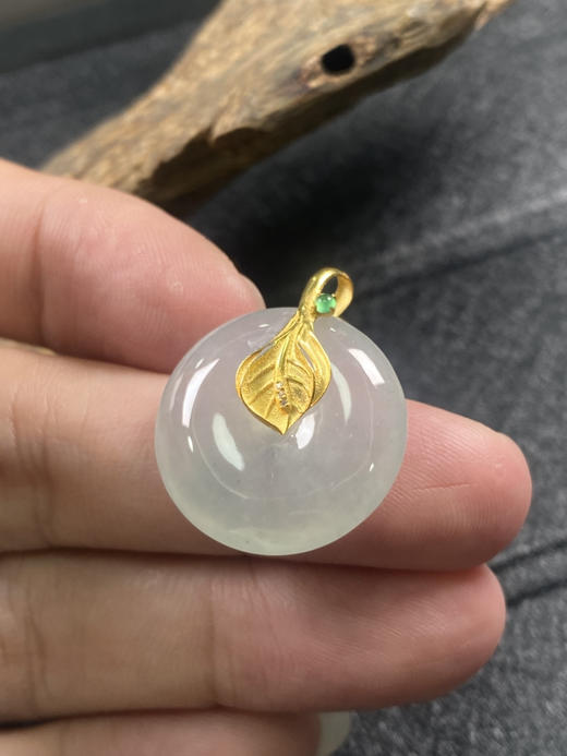 【FC0044】18K金镶嵌翡翠冰平安扣吊坠 水润光泽 款式精美 商品图3