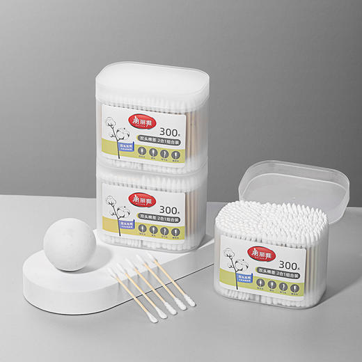 【批发】美丽雅盒装双头棉签带耳勺棉棒 300支/盒 商品图2