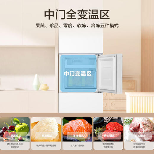海尔（Haier）冰箱三开门251升一级能效变频风冷无霜干湿分储家用电冰箱 爆款新品丨中门全温区变温丨节能双变频 商品图5