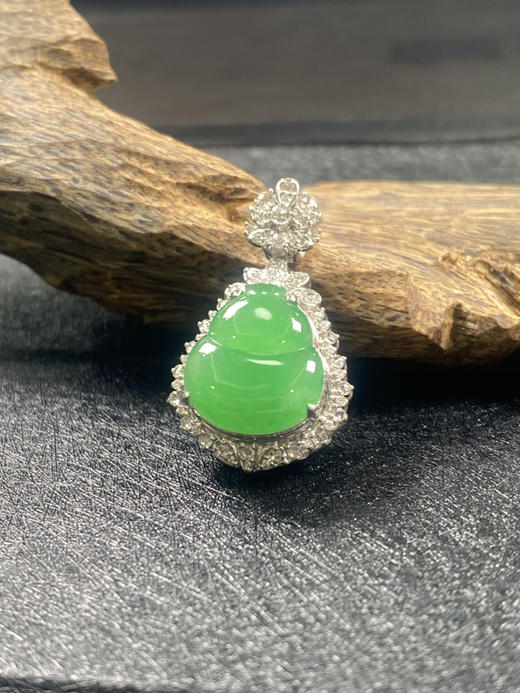 【FC0037】18K金镶嵌翡翠阳绿葫芦吊坠  色阳完美 精致完美 商品图3