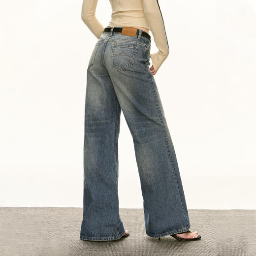 Ariseism美式复古蓝色水洗牛仔裤女2025春季新款阔腿休闲长裤子 商品图3