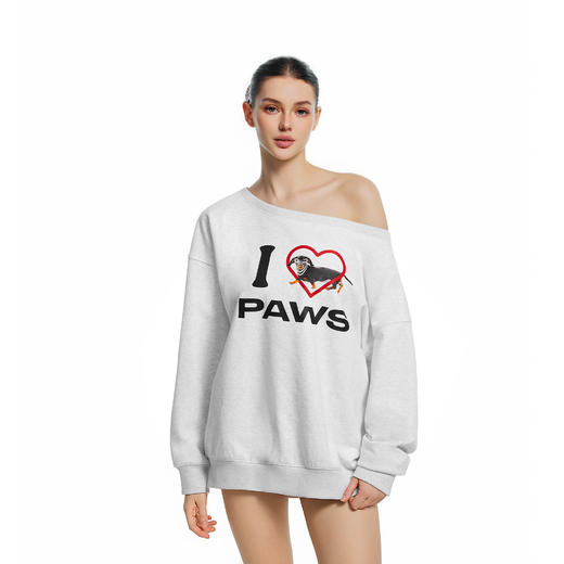 FDR官方店 “我爱狗狗”斜肩卫衣女秋季保暖运动一字肩长袖上衣 商品图1