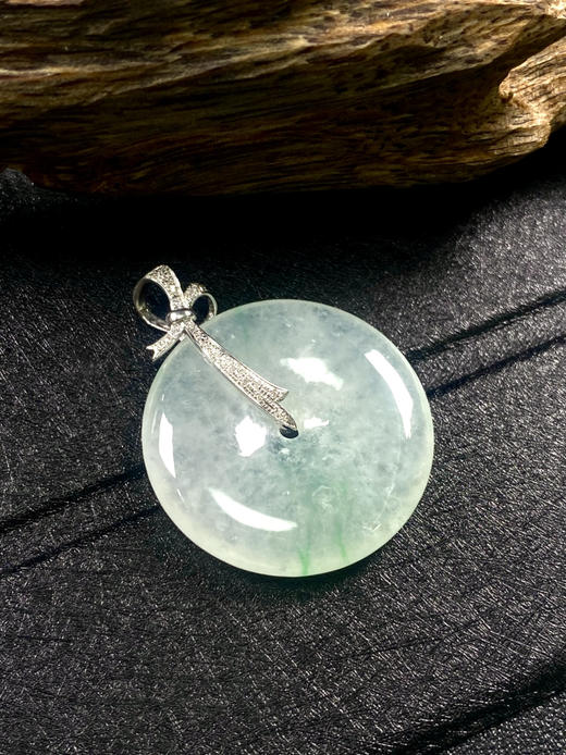 【FC0045】18K金镶嵌翡翠冰平安扣吊坠 水润光泽 简约大方 商品图3