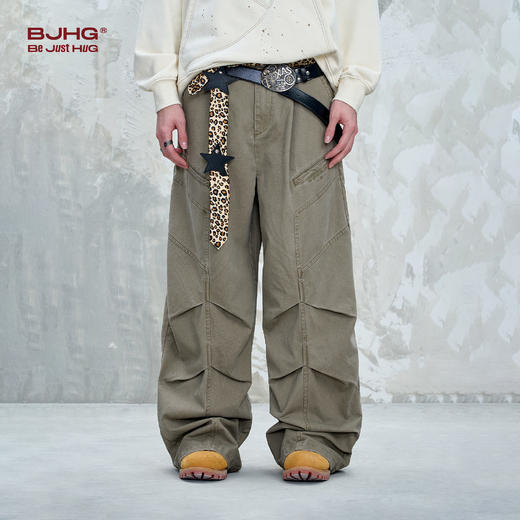 BJHG不计后果复古工装牛仔裤男款秋季直筒美式潮牌宽松水洗阔腿裤 商品图3