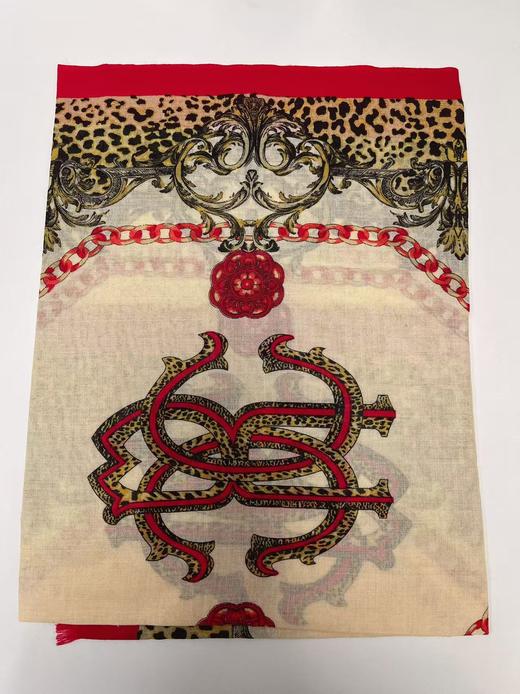 ｛特卖｝100%羊毛围巾花型十八红拼卡豹纹元素～喜出 商品图2