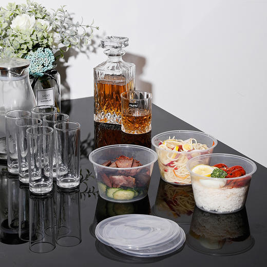 美丽雅1000ml圆形餐盒带盖加厚款包装随机 20套/袋 商品图3