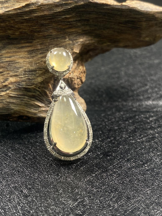 【FC0042】18K金镶嵌翡翠冰黄二合一吊坠  冰润通透 精致美观 商品图1