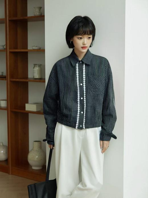 冰点价！仅限11.11！退货勿拍【迎八一促】欧货翻领格子衬衫百搭休闲短款外套上衣潮-喜出 商品图8