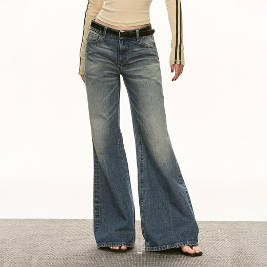 Ariseism美式复古蓝色水洗牛仔裤女2025春季新款阔腿休闲长裤子 商品图1