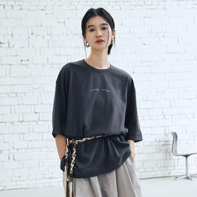 绽放390朵/【黑白灰系列·纪念T】“17”摩斯密码刺绣宽松中袖T恤