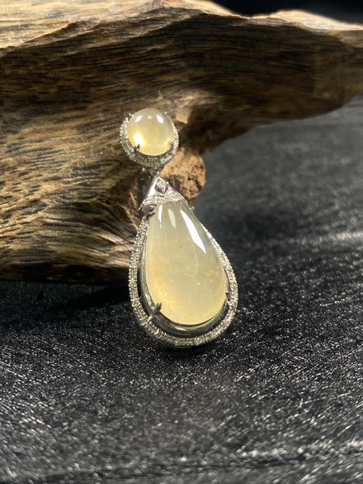 【FC0042】18K金镶嵌翡翠冰黄二合一吊坠  冰润通透 精致美观 商品图2