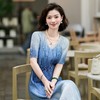 西子/【海天一色】重工压褶花窗V领渐变写意蓝色连衣裙/CQYF122 商品缩略图4