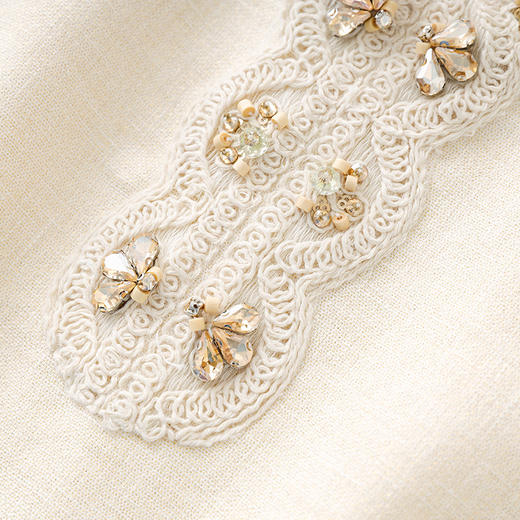 「高货wl」全新升级【铂金会员367/天猫489/差价122】(92656)洛诗琳法式宫廷风重工钉珠刺绣花边金丝麻显瘦A字连衣裙 商品图2