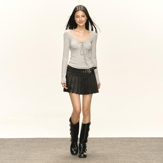 Ariseism 美式复古设计感长袖T恤女秋季新款辣妹修身上衣 商品图4