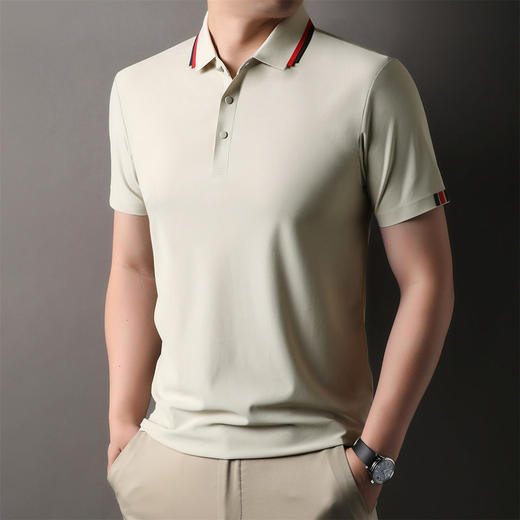 男士翻领条纹polo衫短袖冰丝速干上衣男夏季通勤商务休闲薄款半袖    MD-MD2506* 商品图0