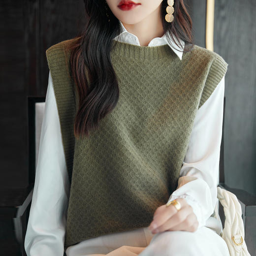 Avann阿曼衣无缝圆领简约羊毛马甲ZM061 商品图12