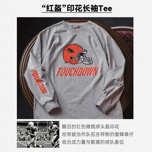 马登工装美式复古刺绣印花长袖T恤灰色圆领套头落肩卫衣外套男夏 商品图1