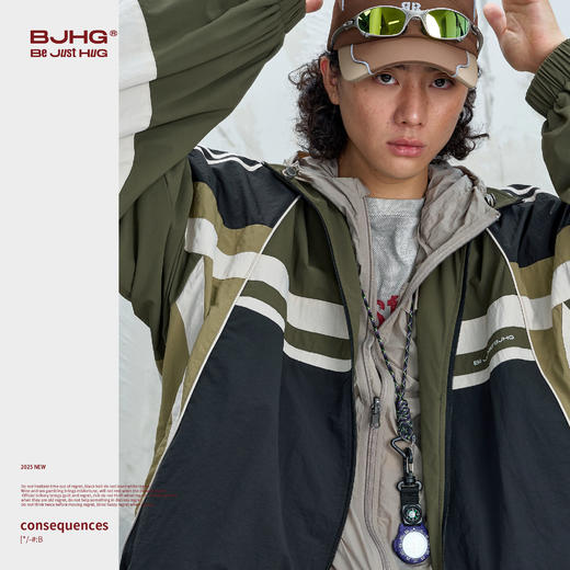 BJHG不计后果美式复古夹克外套男款秋季撞色拼接防水运动休闲外套 商品图3