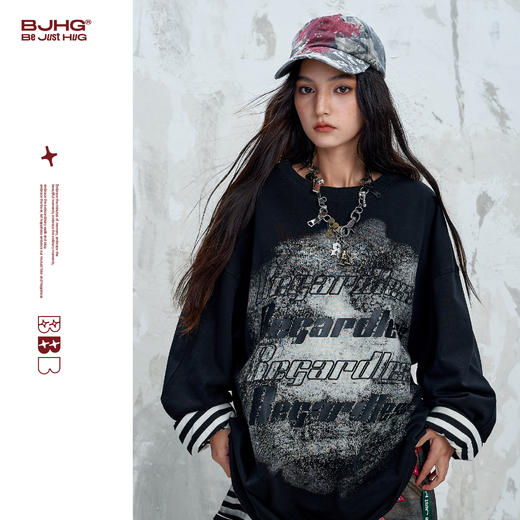 BJHG不计后果 美式复古长袖T恤男女款秋季情侣内搭新疆棉打底卫衣 商品图0
