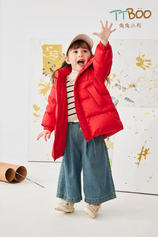 兔兔小布蓬松宽版绗线小童外套 商品图3